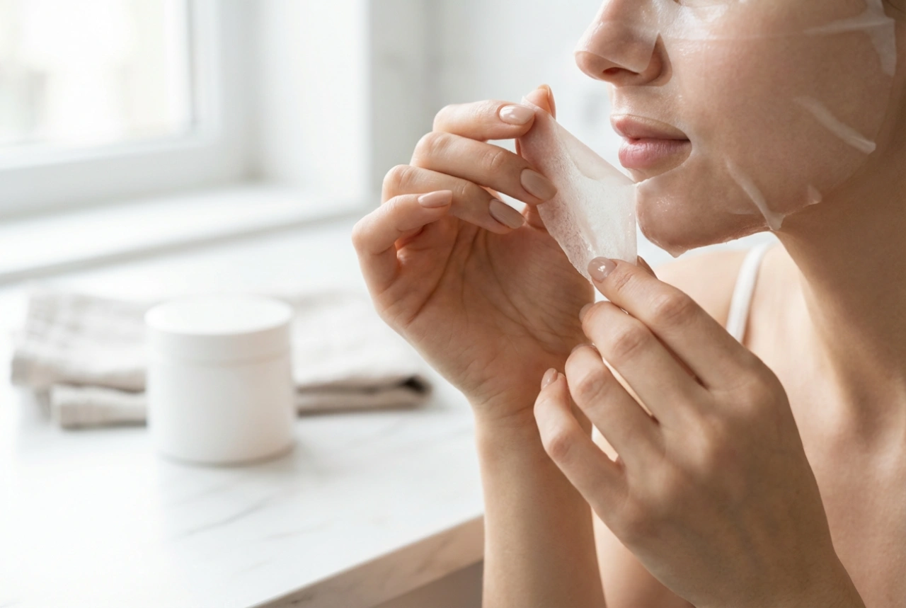 Maschera al collagene in tessuto: applicazione corretta e rimozione