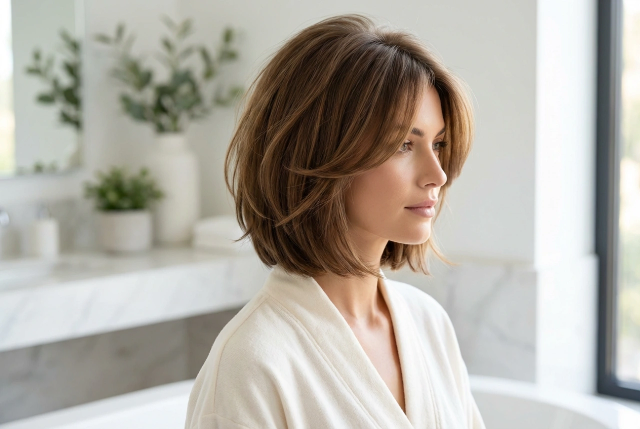 Taglio di capelli donna per viso tondo: linee di taglio e styling snellente