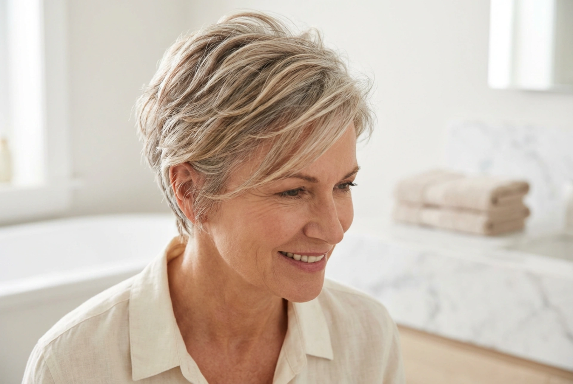 Acconciature per capelli corti per donne over 50: volume e texture