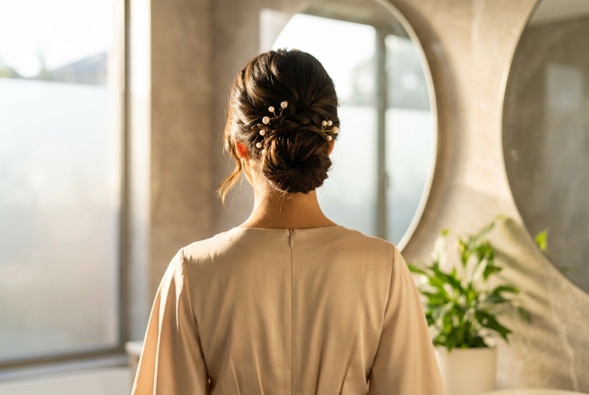 Acconciatura per un abito lungo: proporzioni, altezza dello chignon e accessori
