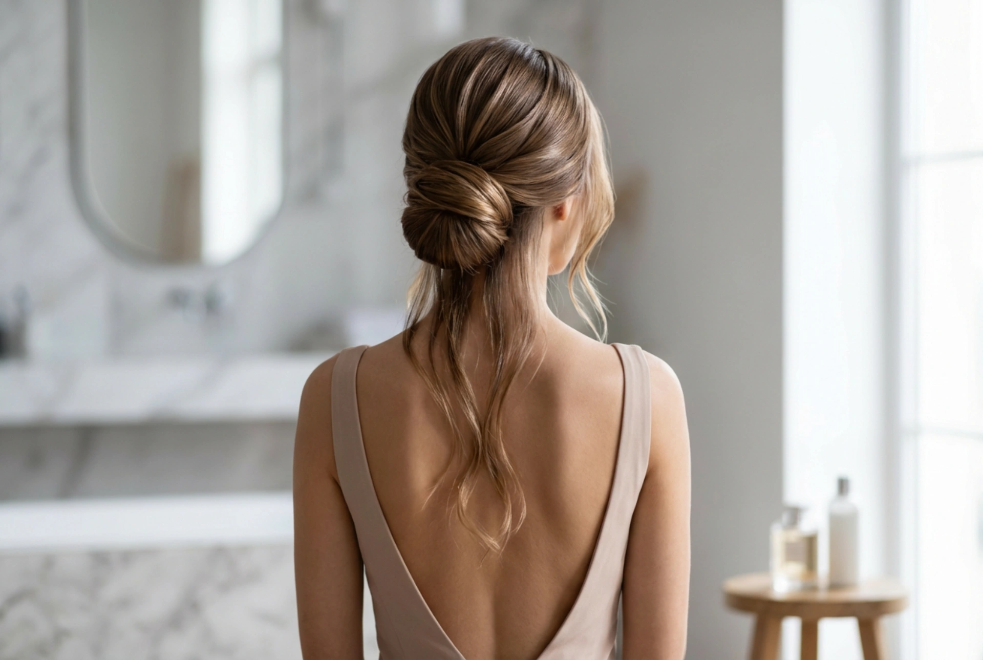 Come scegliere l'acconciatura per un abito con la schiena scoperta: chignon, onde e durata