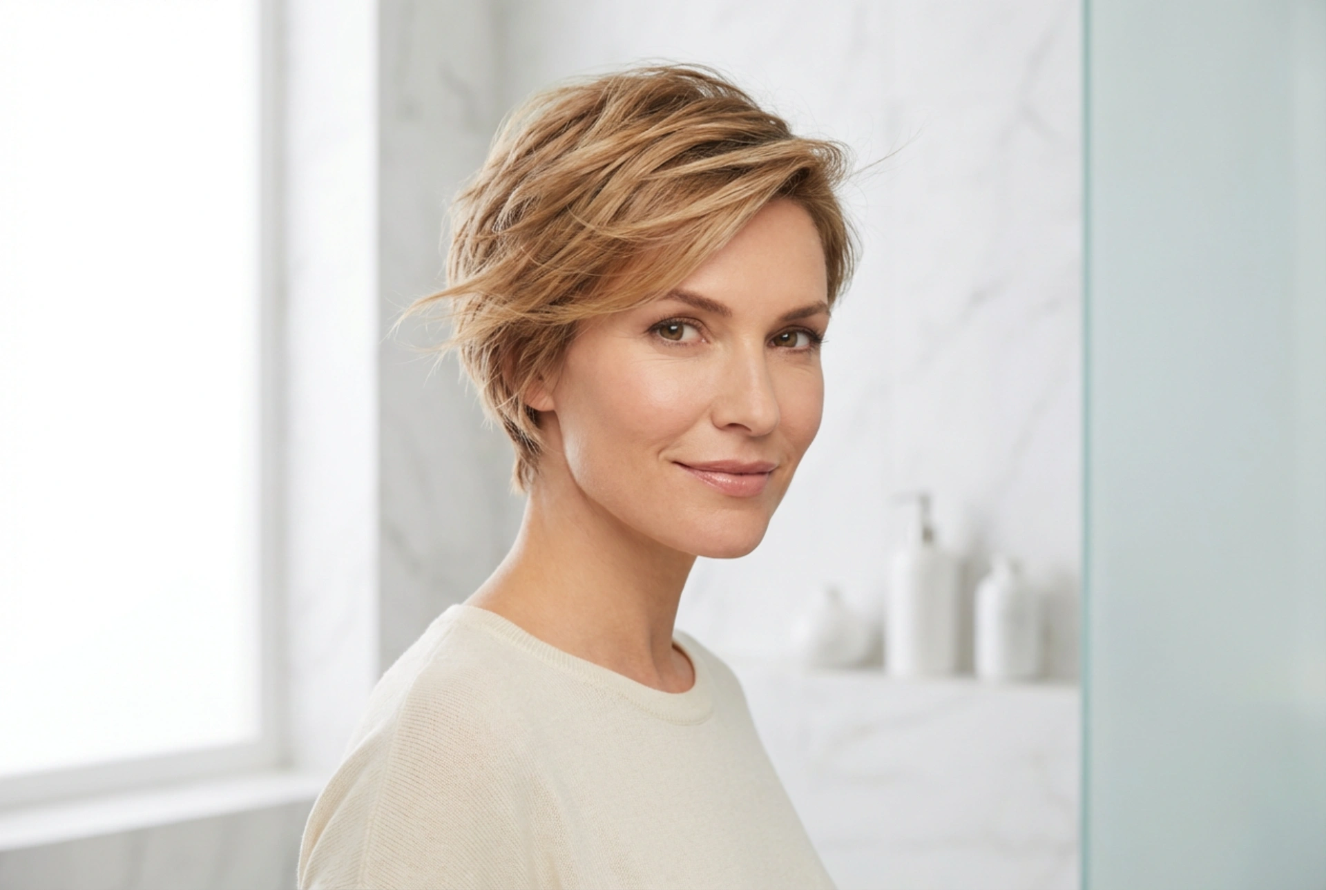 Taglio cortissimo femminile: texture, volume e morbida lucentezza