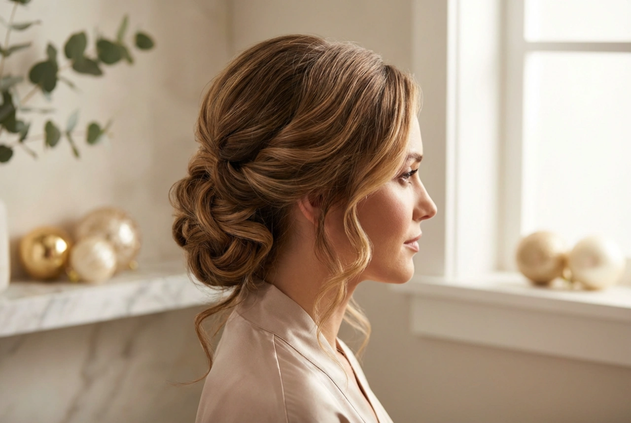 Eleganza senza fretta: acconciatura per le feste, onde classiche e raccolti