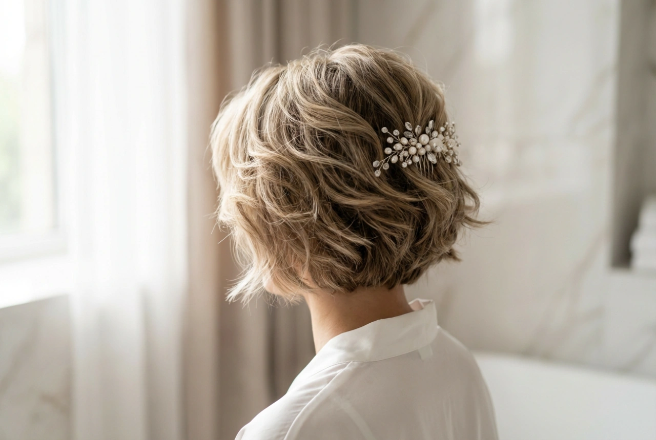 Capelli corti per il matrimonio: acconciature da sposa corte con volume