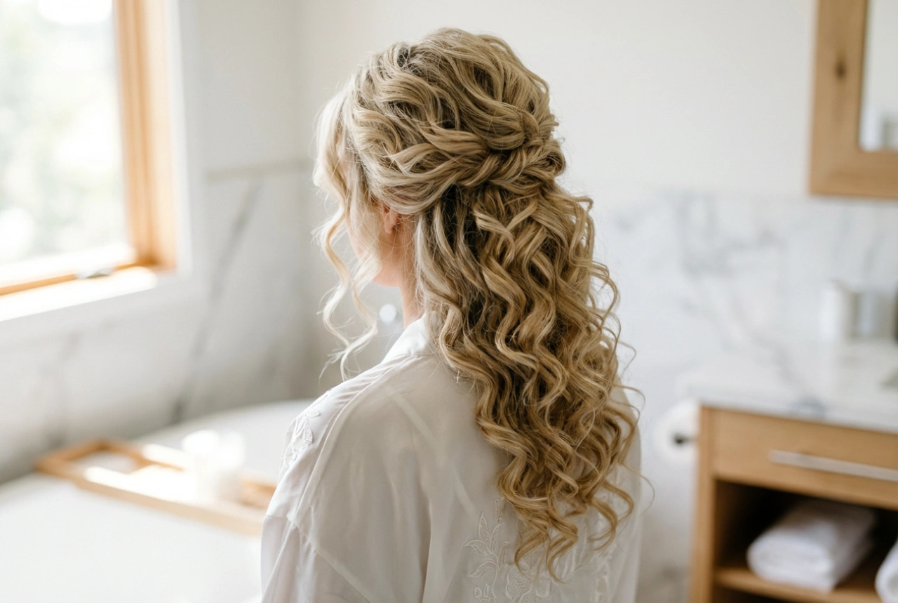 Un giorno di nozze senza stress: acconciatura da sposa con ricci voluminosi