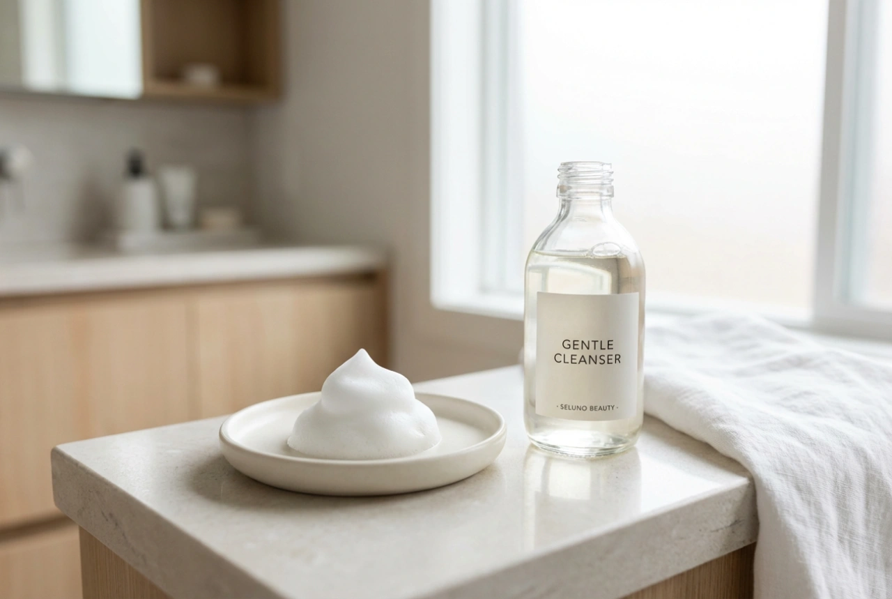 Mousse detergente delicata per il viso: pelle pulita e barriera intatta