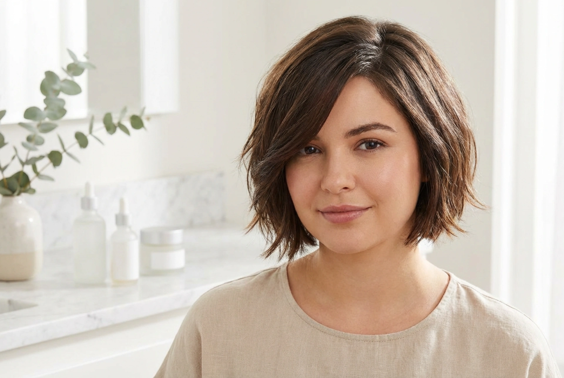 Tagli corti per viso tondo: forma, riga e volume