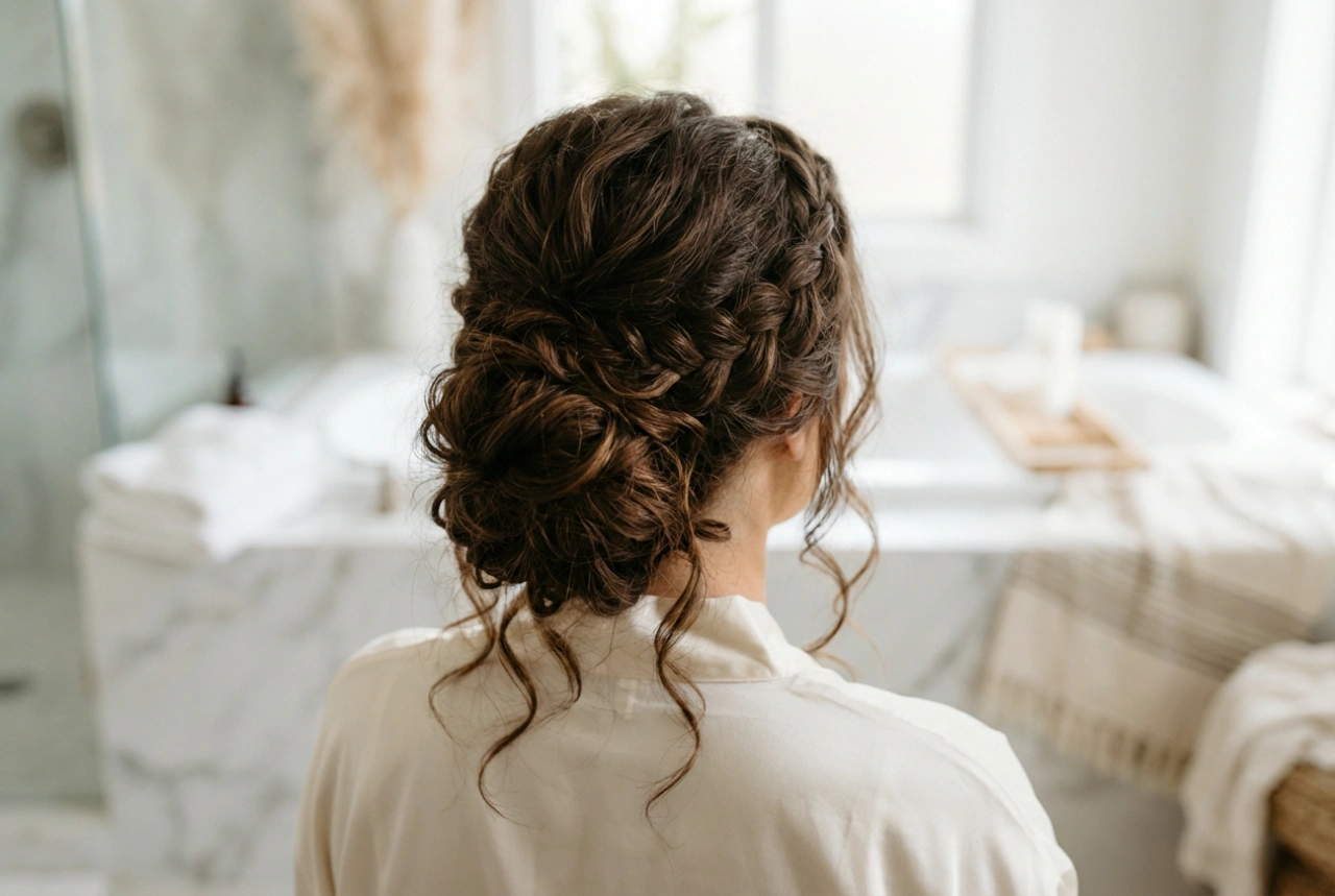 Ricci e acconciature raccolte: come abbinare la definizione del capello a chignon, trecce e code
