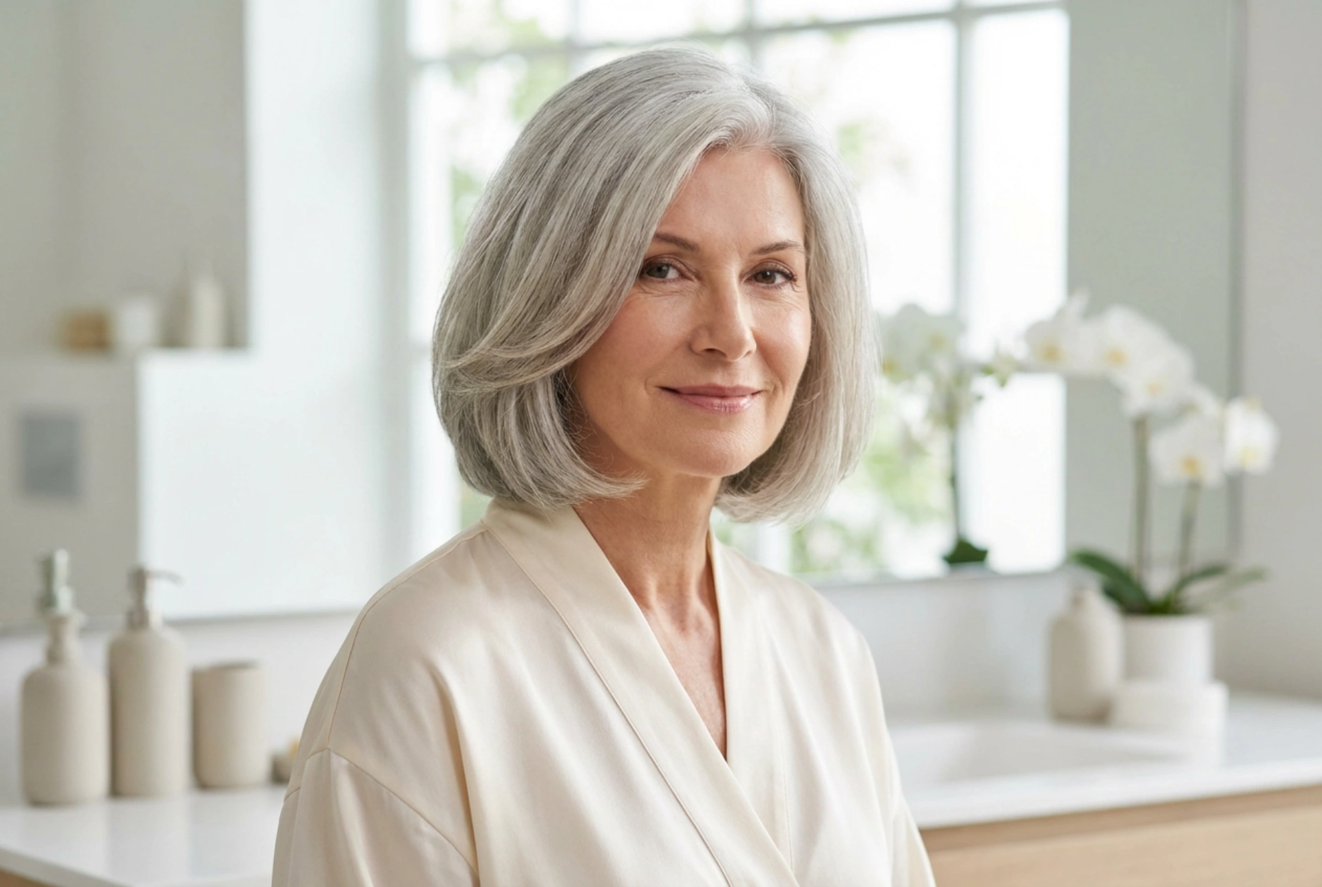 Acconciature per capelli grigi da donna: tagli, volume e styling luminoso