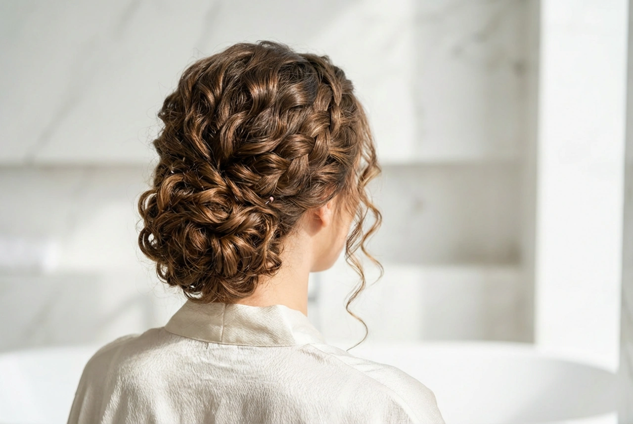 Acconciature per capelli ricci senza effetto crespo: intrecci romantici e chignon duraturi