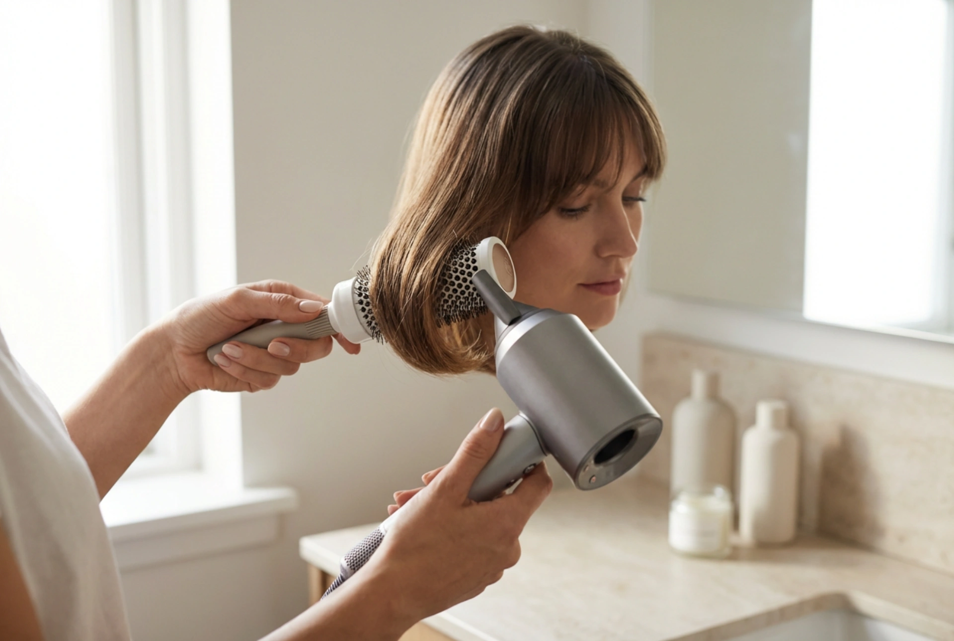 Capelli medi con frangia: asciugatura, styling e tenuta duratura