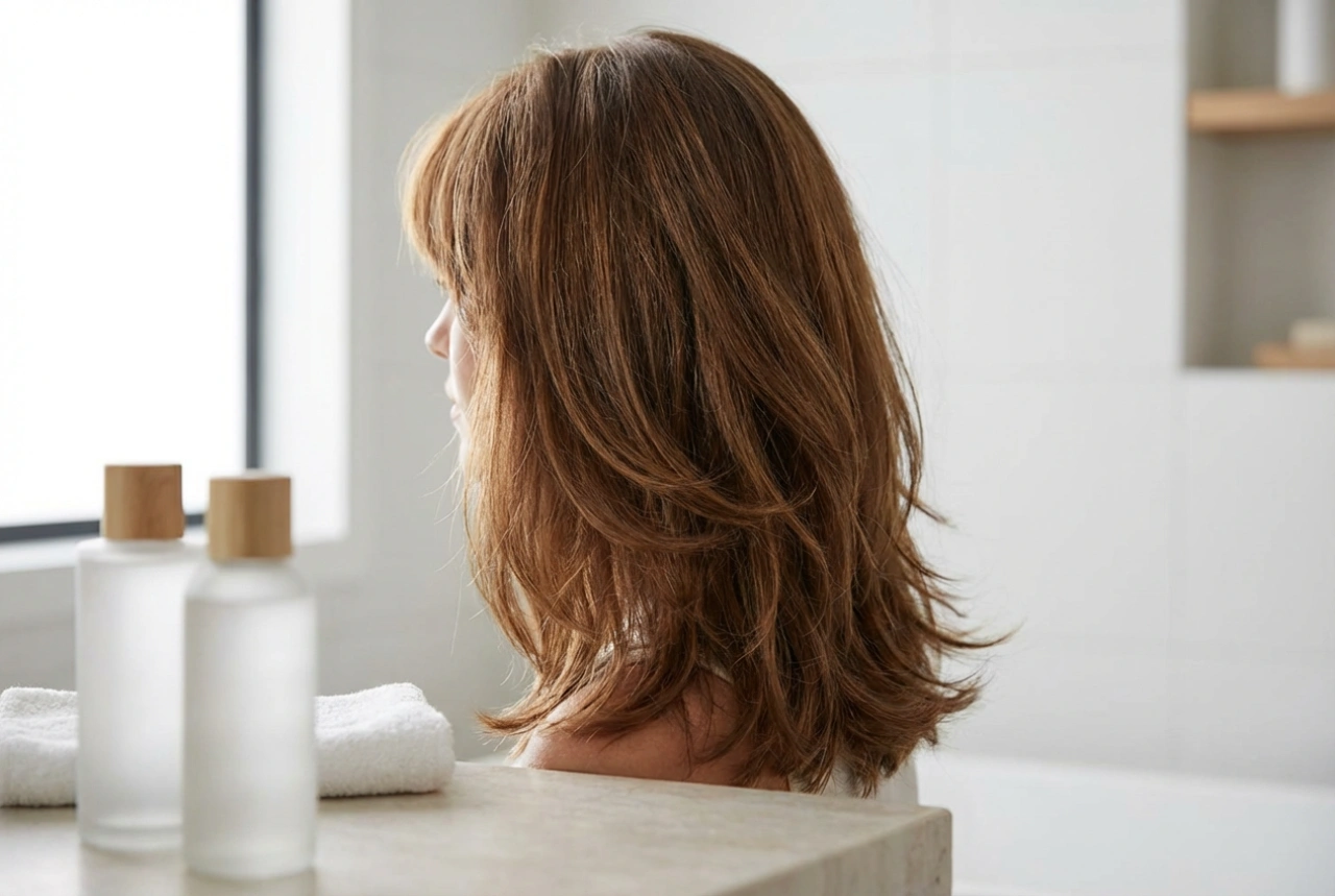 Capelli scalati fino alle spalle con frangia: styling, volume, prodotti