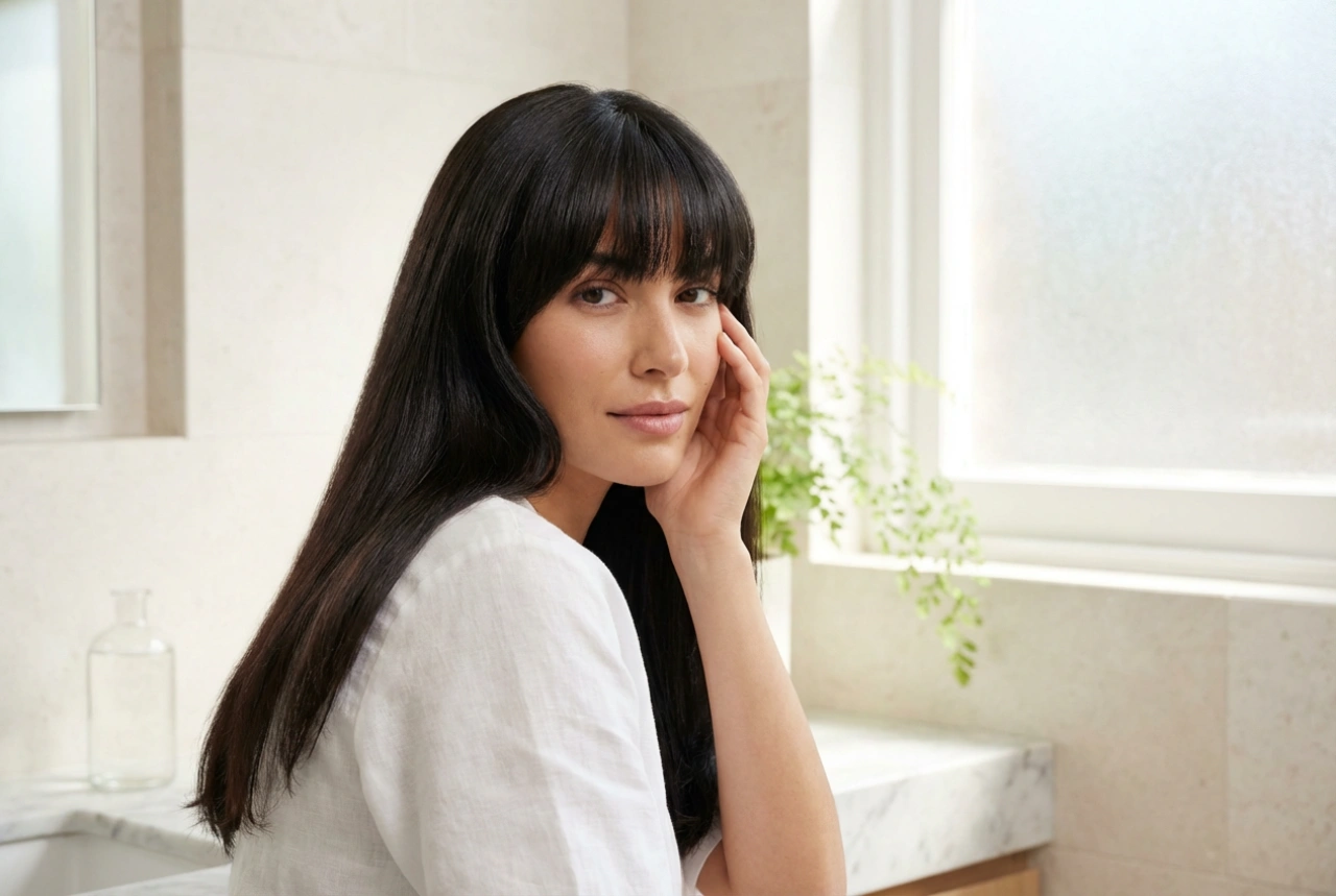 Capelli lunghi con frangia: styling, volume alle radici e morbida lucentezza
