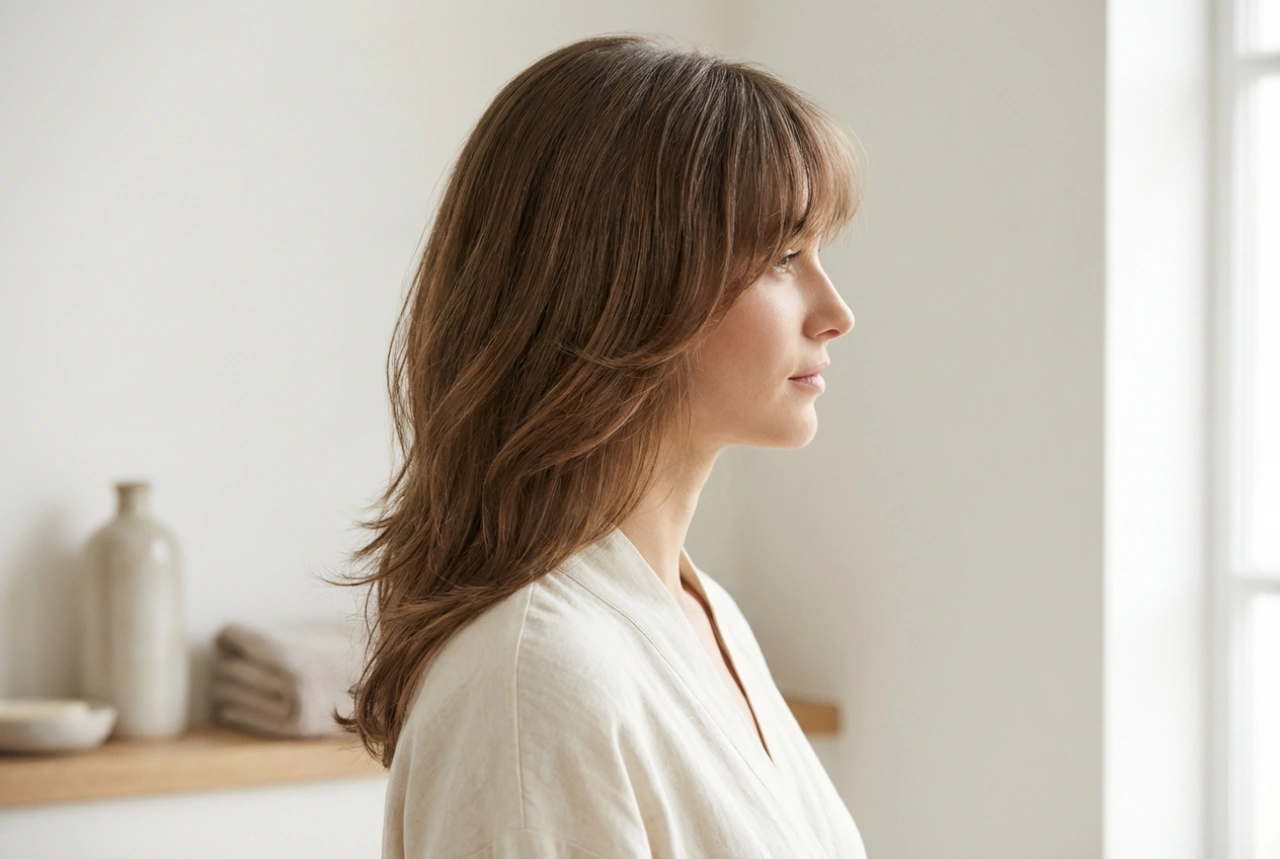 Capelli scalati con frangia: taglio, unione degli strati e styling