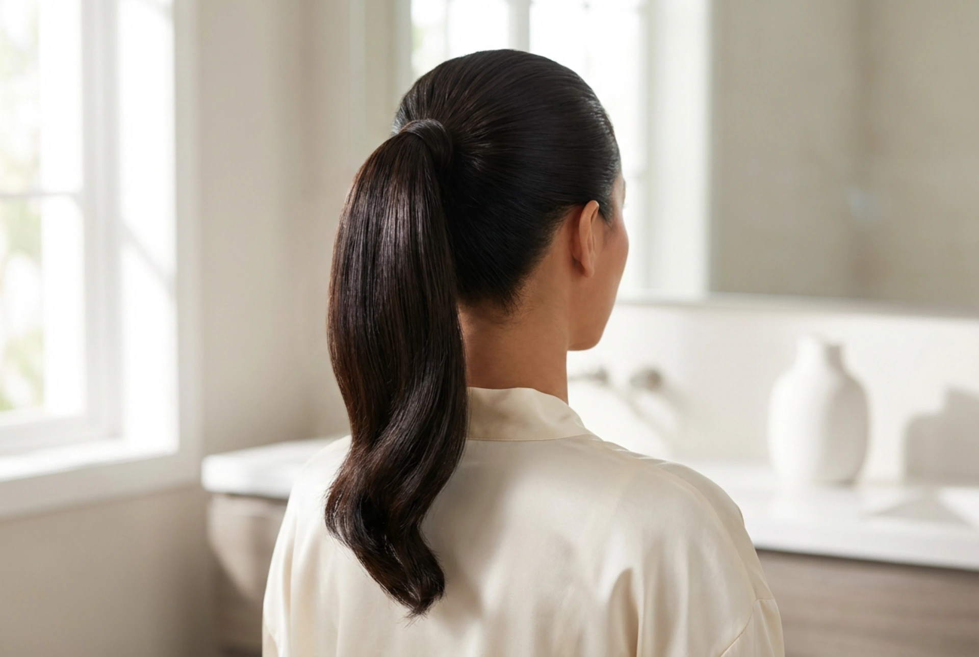 Coda di cavallo alta ed elegante passo dopo passo: lisciatura, volume, fissaggio