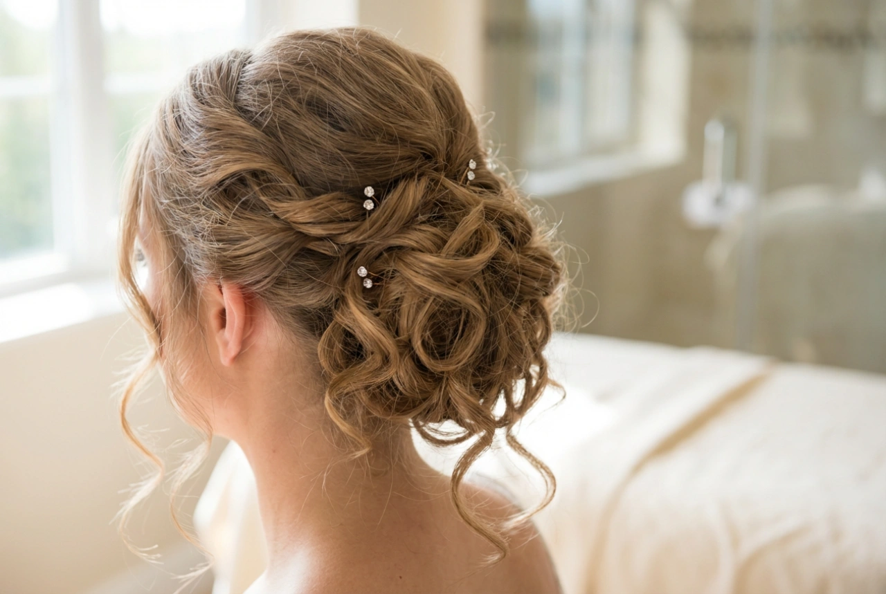 Acconciatura da donna per un matrimonio: ricci duraturi, raccolti e accessori