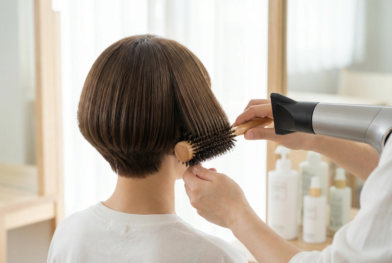 Come mettere in piega la parte posteriore: lo styling del taglio mushroom con spazzola e asciugacapelli