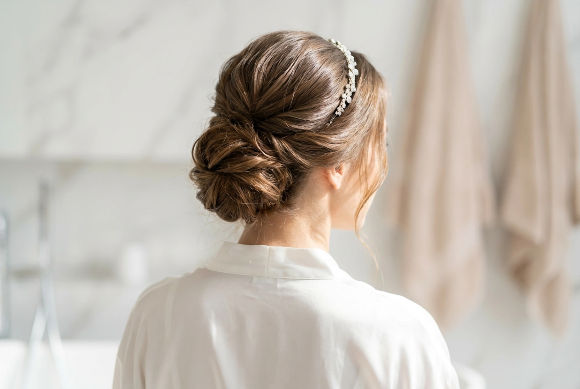 Acconciatura da sposa con cerchietto: preparazione dei capelli, raccolti, durata