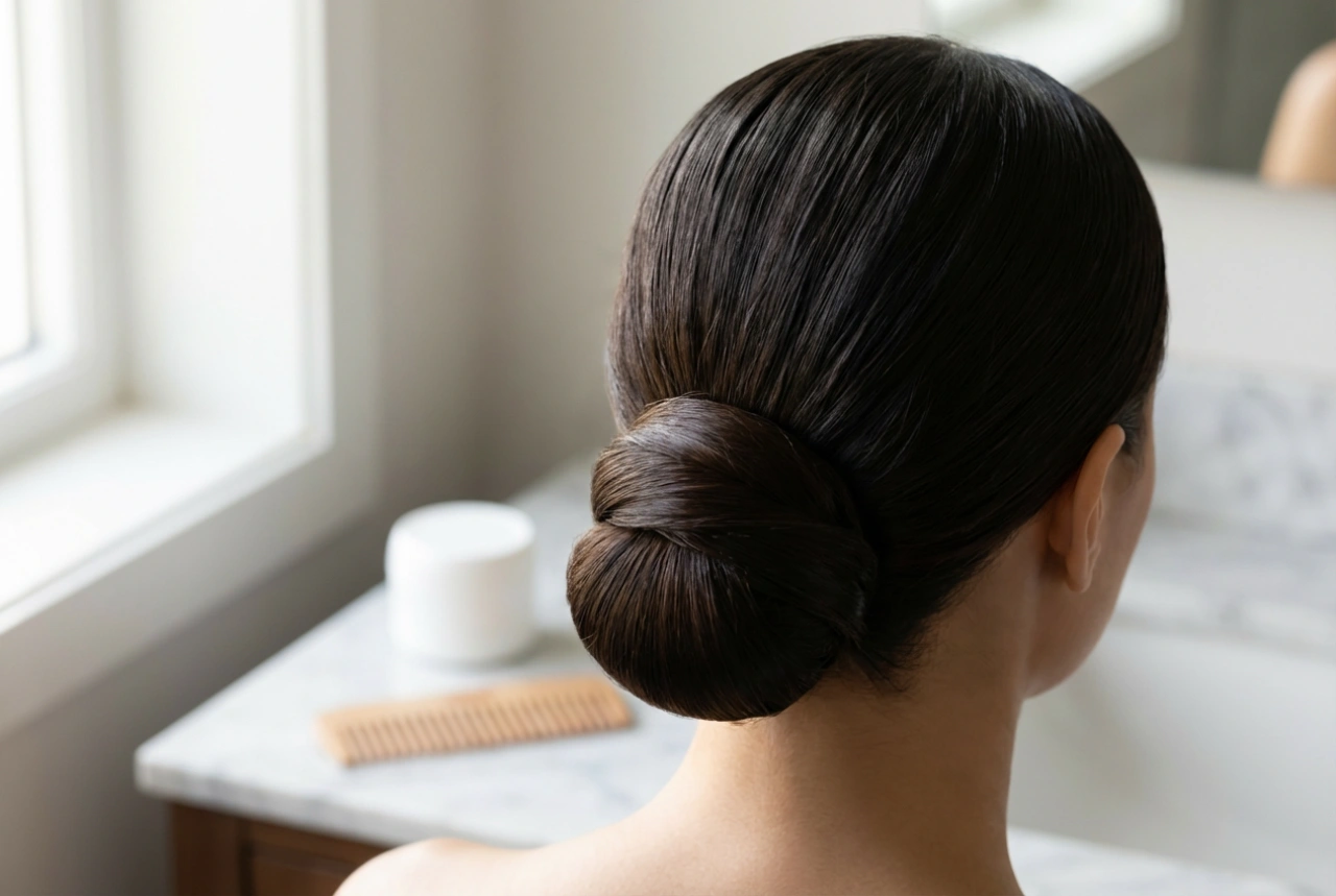 Acconciatura elegante per un esame: raccolti ordinati e lisciatura a lunga tenuta