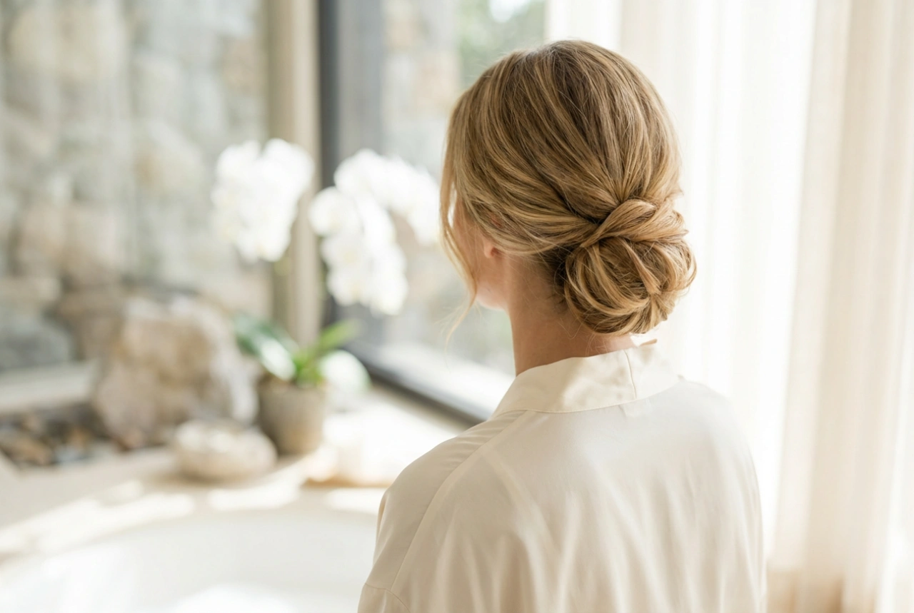 Acconciature per matrimonio civile per capelli medi: raccolti e onde