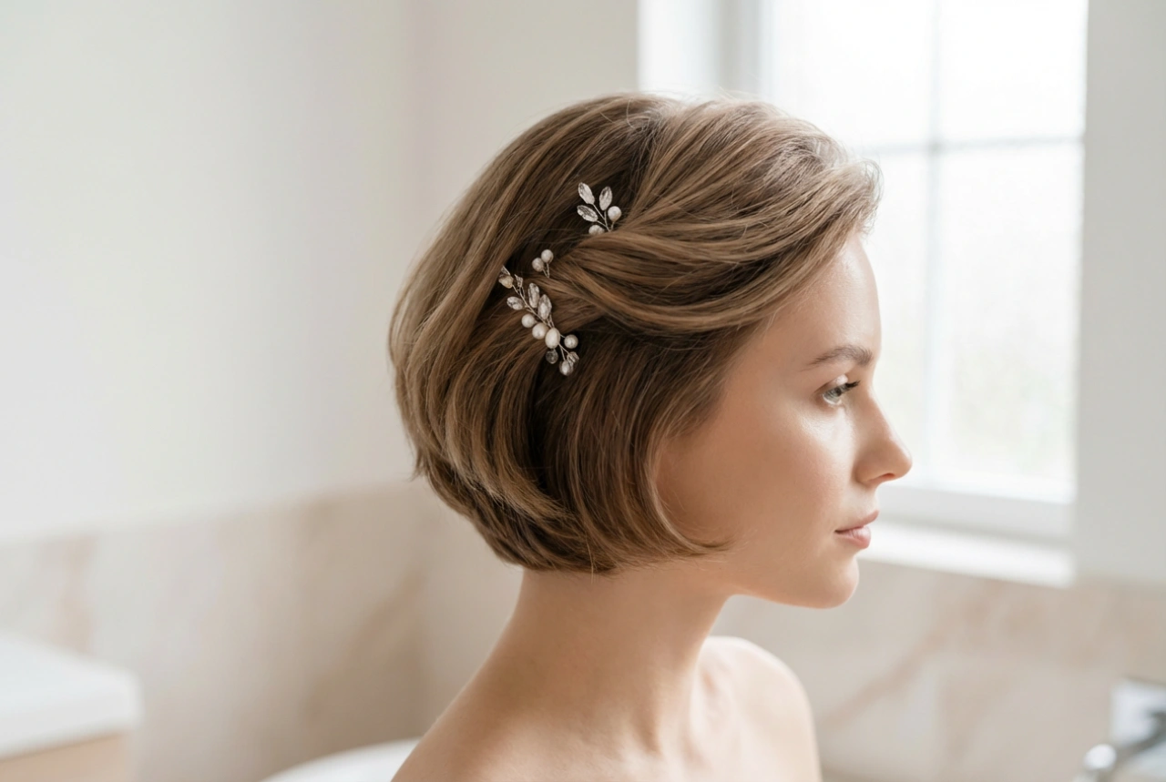 Acconciature da matrimonio per capelli corti: volume, fermagli, texture