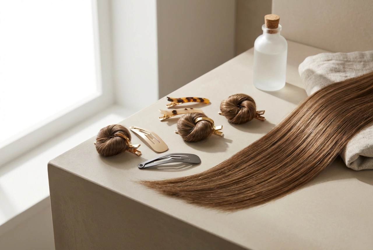 Tendenze capelli anni '90: ciocche lisce, mini chignon e mollettine