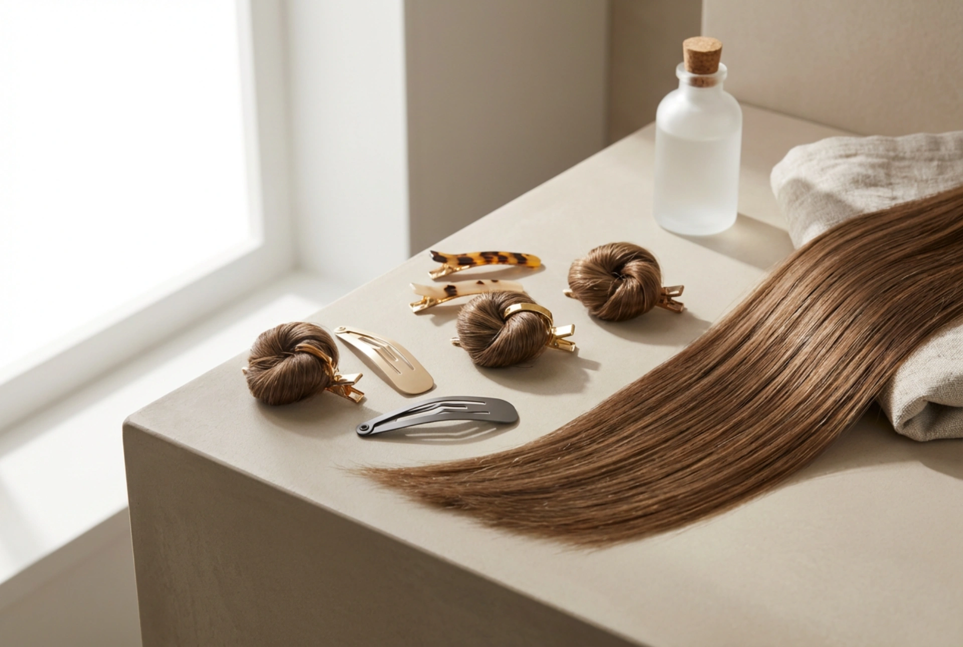 Tendenze capelli anni '90: ciocche lisce, mini chignon e mollettine