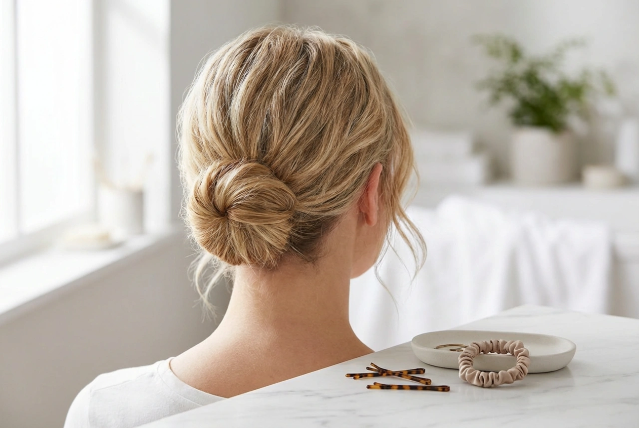 Chignon per capelli corti: 4 modi semplici con elastico, forcine e ciambella
