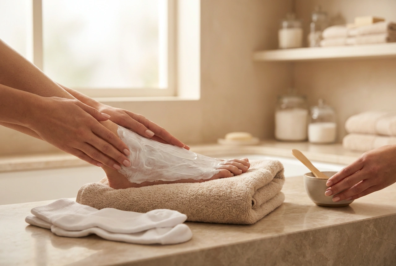 Maschera per i piedi: preparazione della pelle, applicazione e occlusione per un effetto migliore
