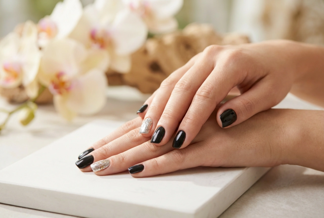 Unghie nere con glitter: tecniche di applicazione e gli errori più comuni
