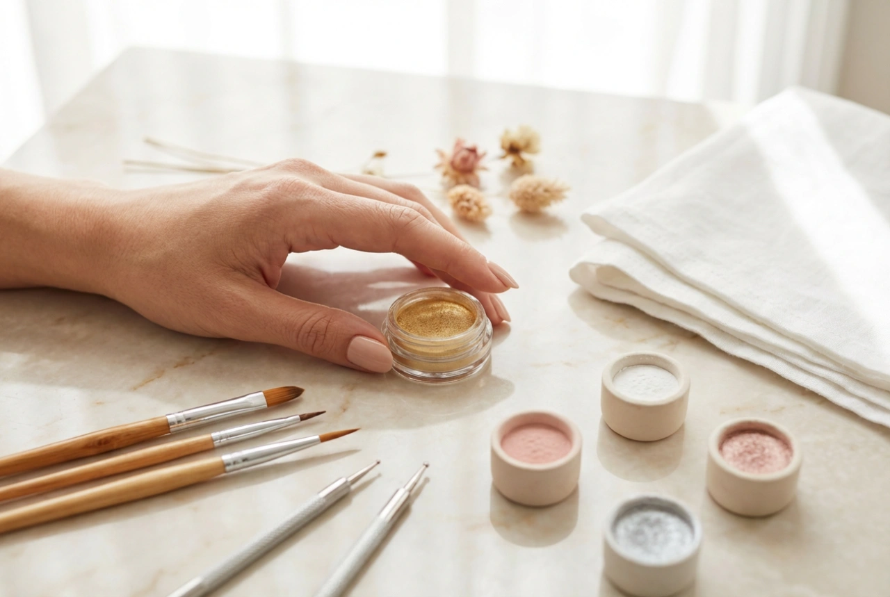 Kit per la nail art: pennelli, dotter, polveri e loro utilizzo