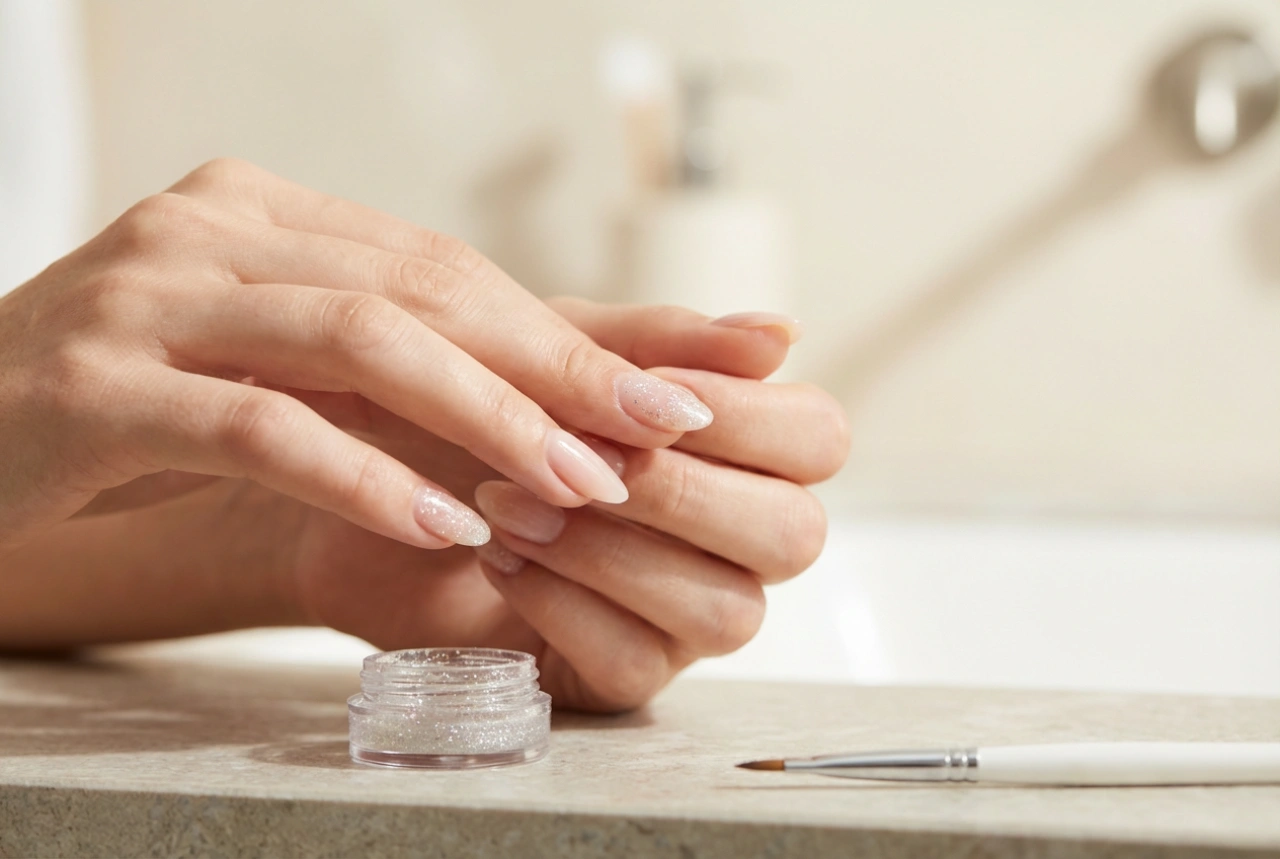 Gel unghie glitterato senza striature: applicazione, polimerizzazione e rimozione
