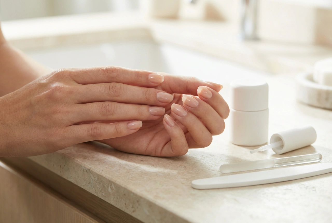 Unghie gel naturali: colori nude, strato sottile e alta lucentezza