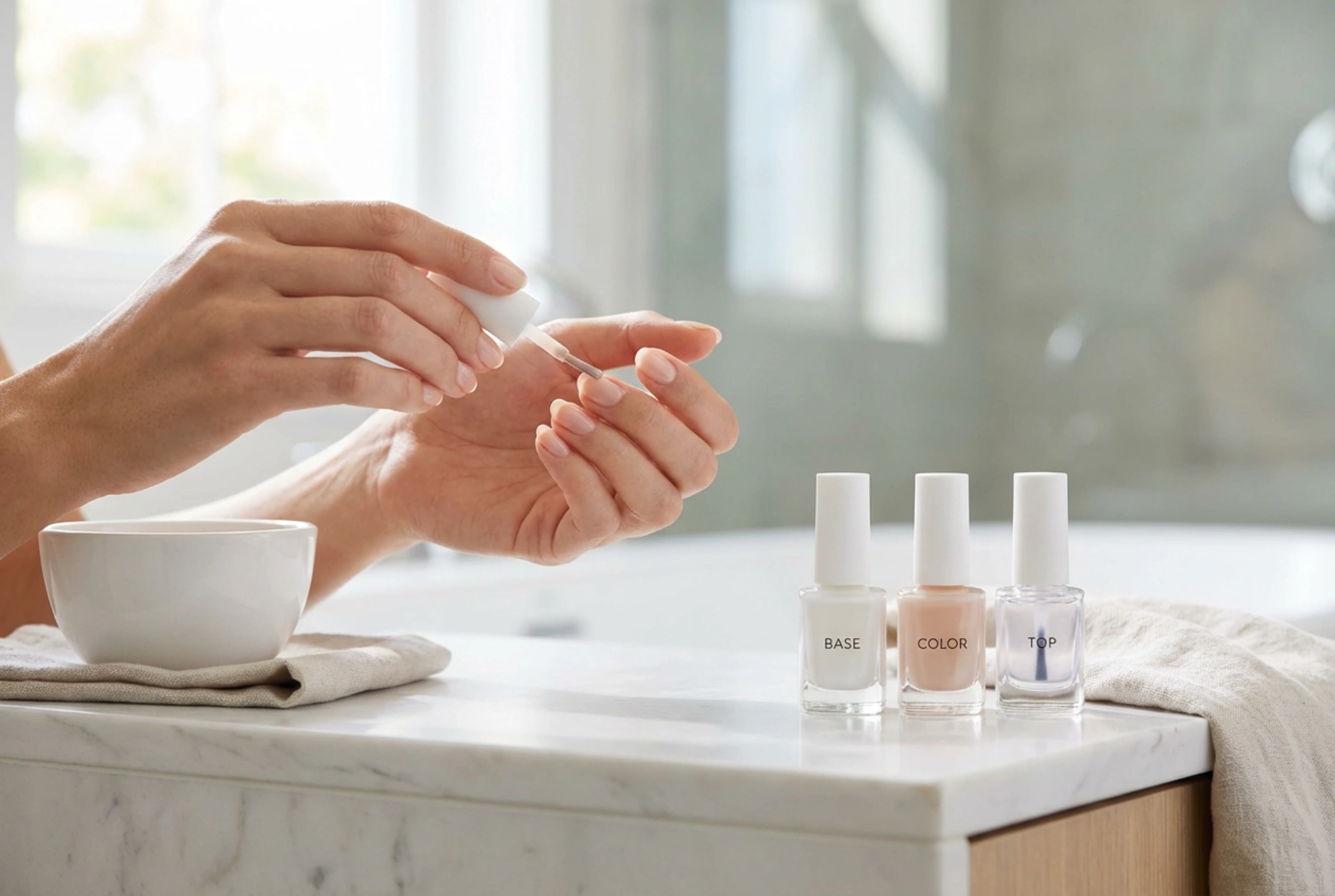 Manicure semipermanente naturale passo dopo passo: base, colore e top coat