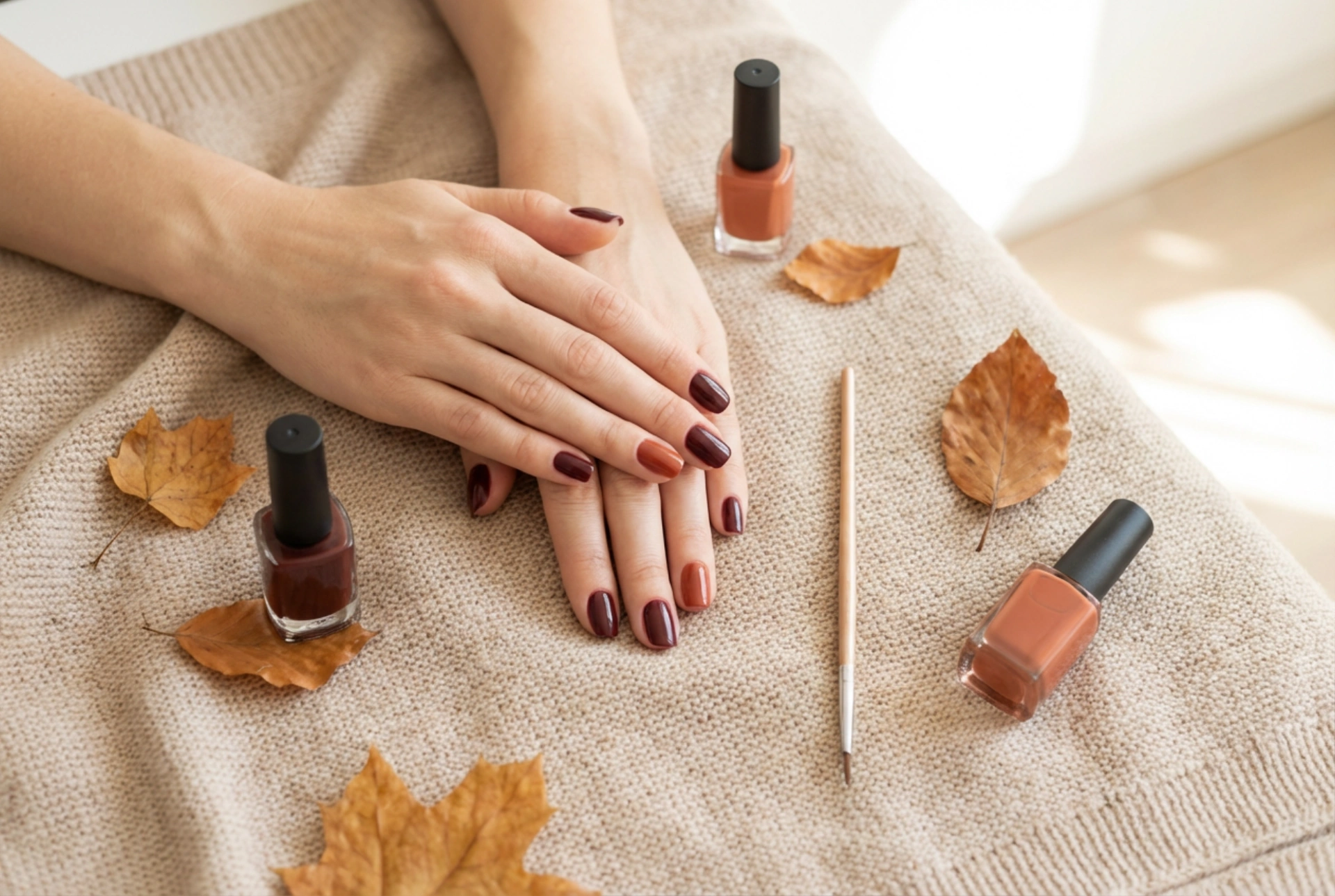 Cura e decorazioni autunnali: unghie semipermanenti per l'autunno a casa