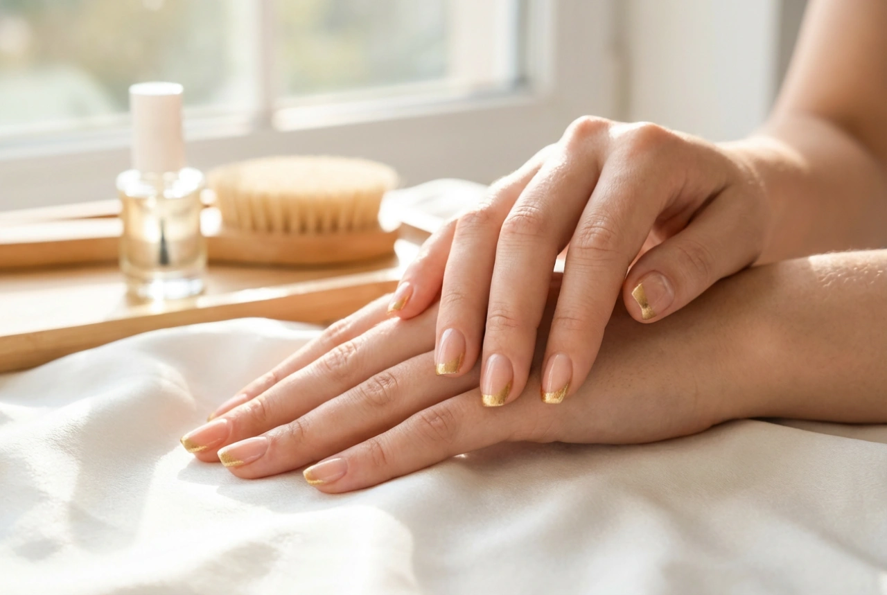 French manicure oro: come scegliere la tonalità e disegnare la linea del sorriso