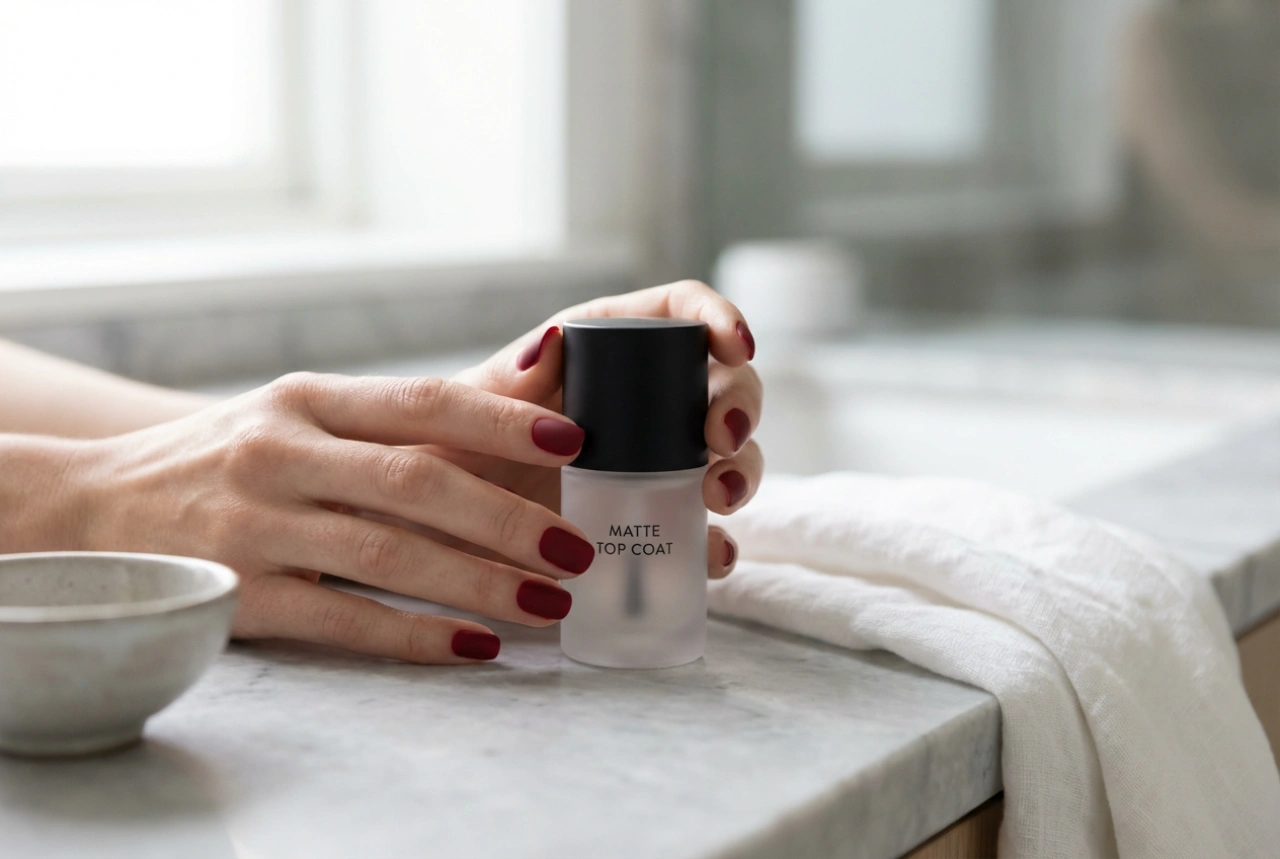Unghie rosse opache senza imperfezioni: top coat opacizzante e cura