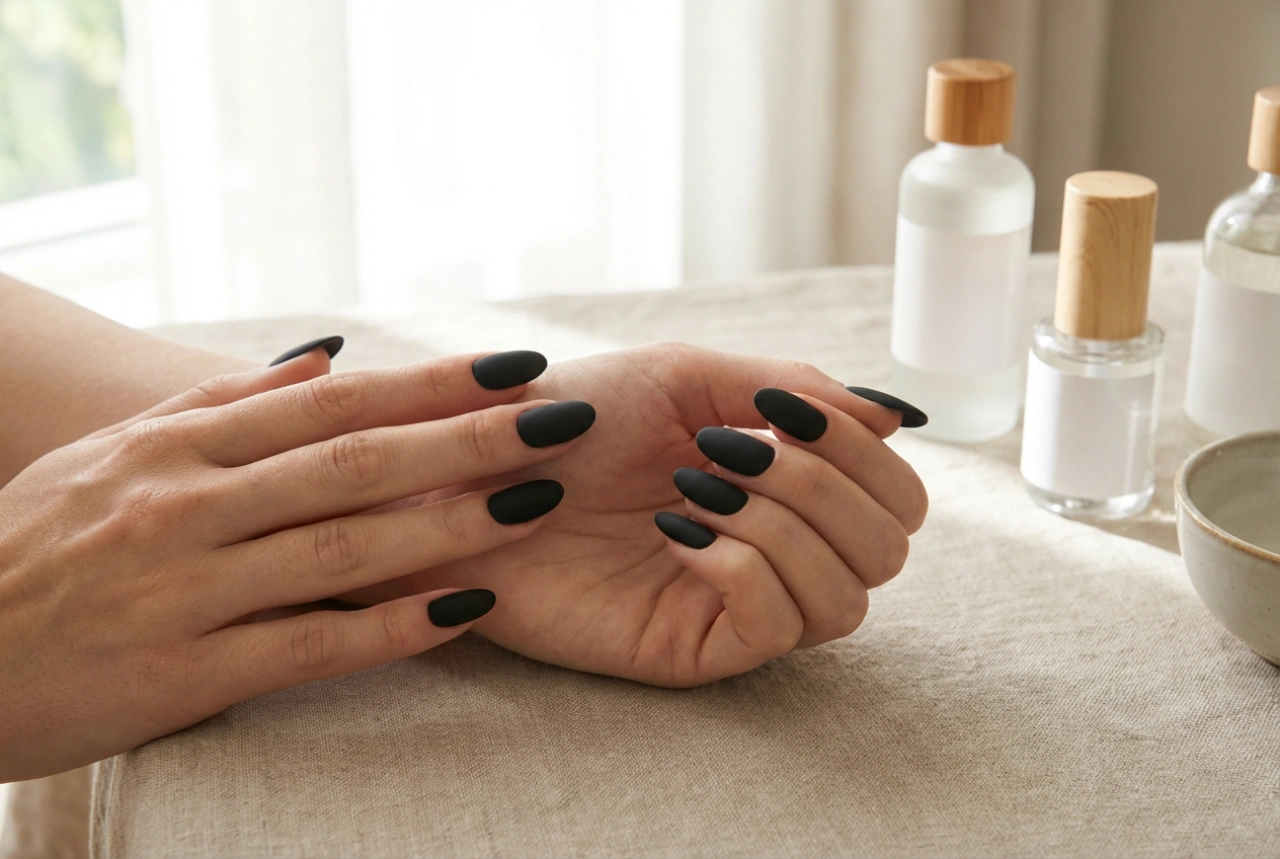 Unghie nere opache: come ottenere un finish mat perfetto senza striature