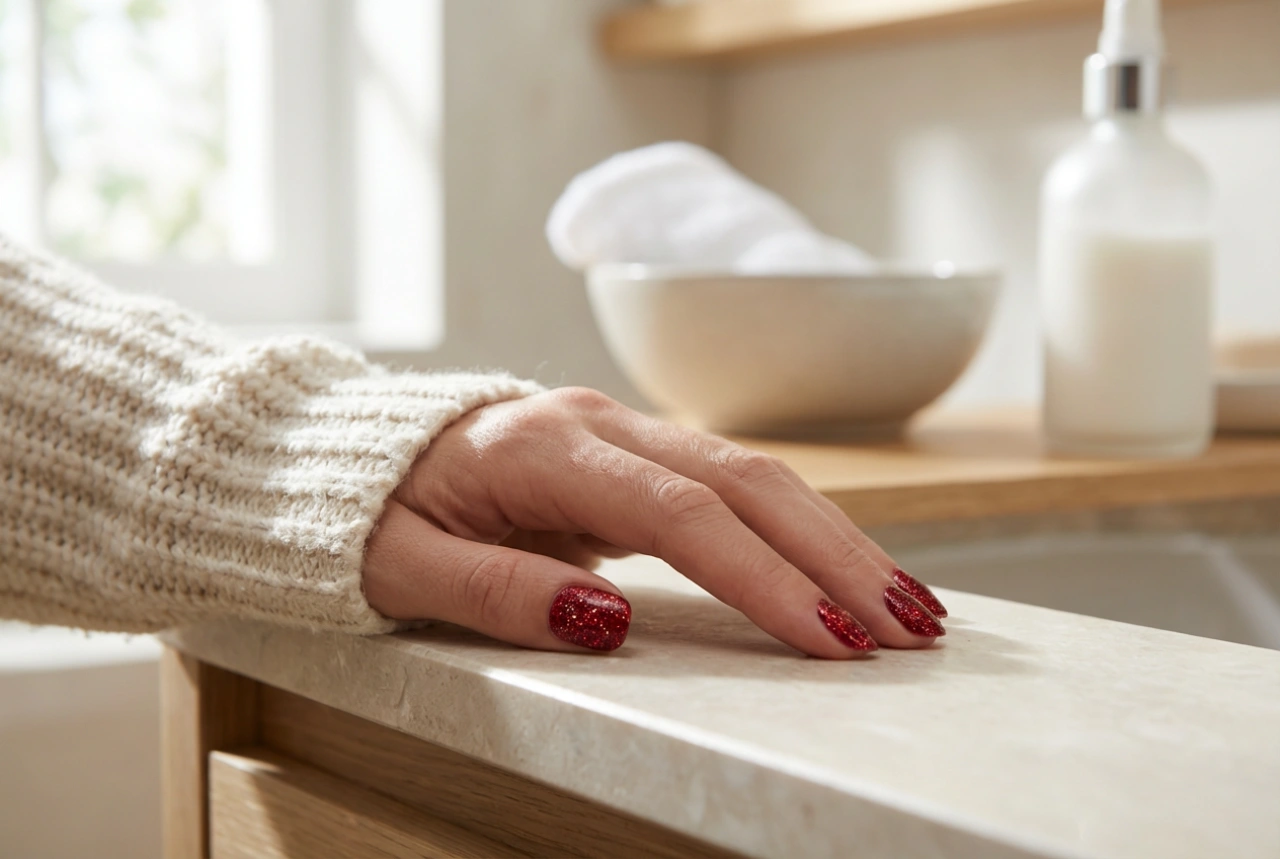 Unghie rosse con glitter: come applicare i glitter per una maggiore durata