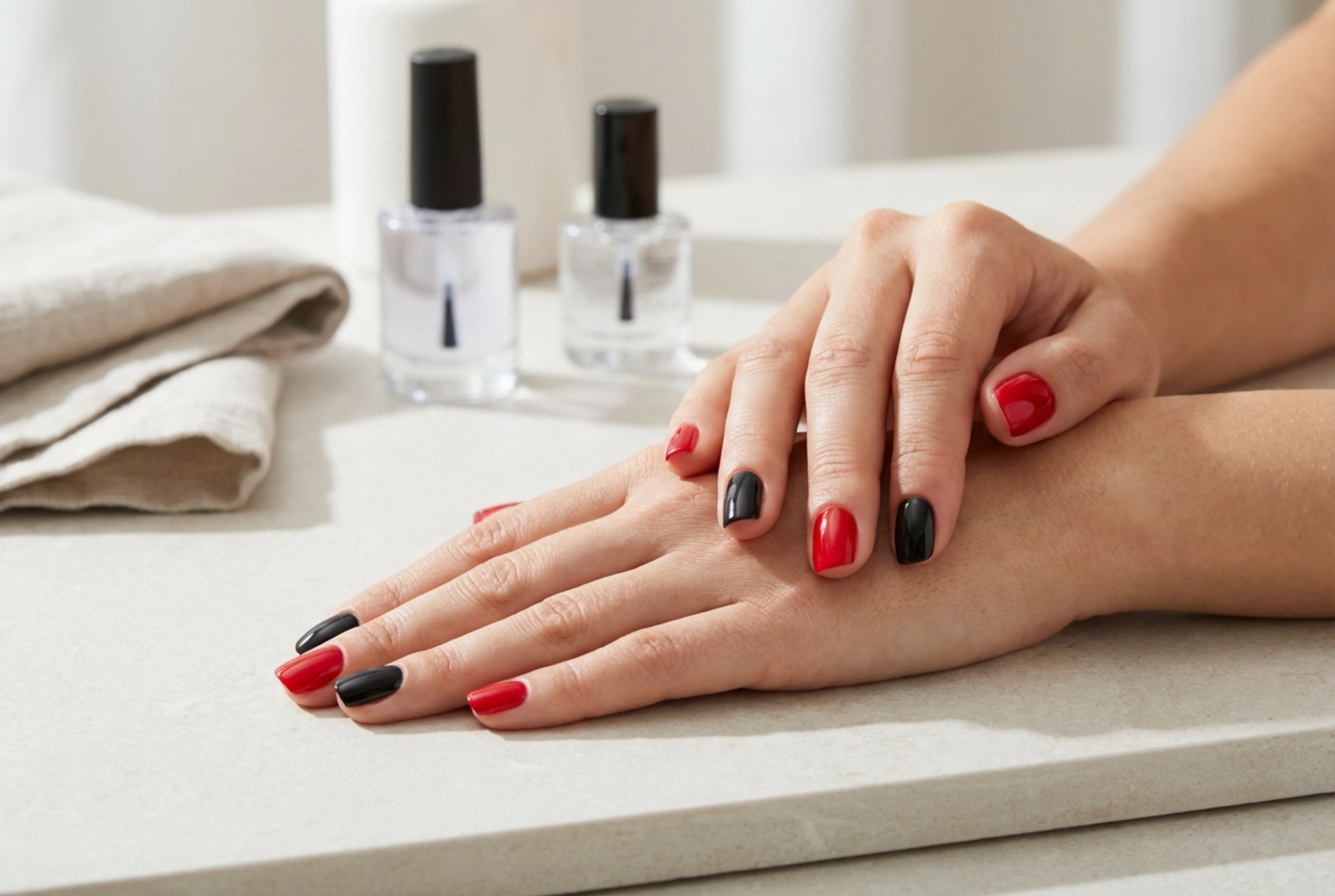 Unghie rosse e nere: come combinare i colori per evitare sbavature