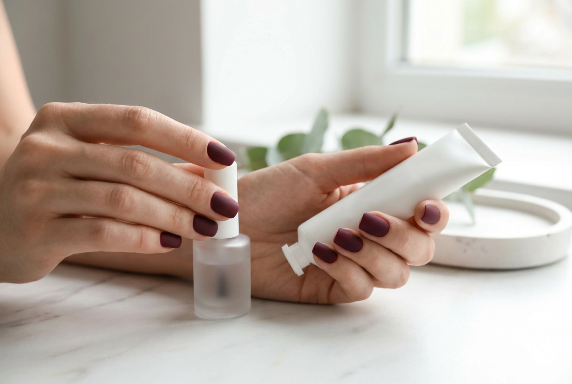 Unghie bordeaux opache: base liscia, scelta del top coat e cura post-applicazione