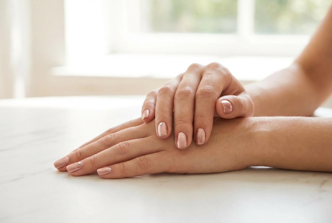 Unghie oro rosa delicate: decorazioni semplici passo dopo passo