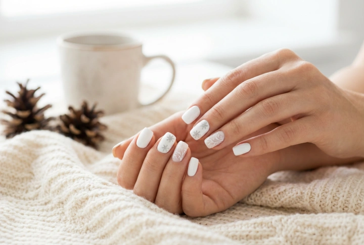 Unghie natalizie bianche: come realizzarle con design, decorazioni e brillantezza