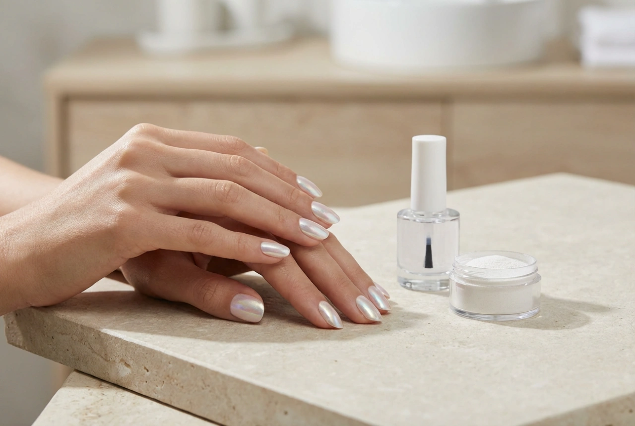 Unghie semipermanenti perlate: come ottenere l'effetto perla con polveri e top coat