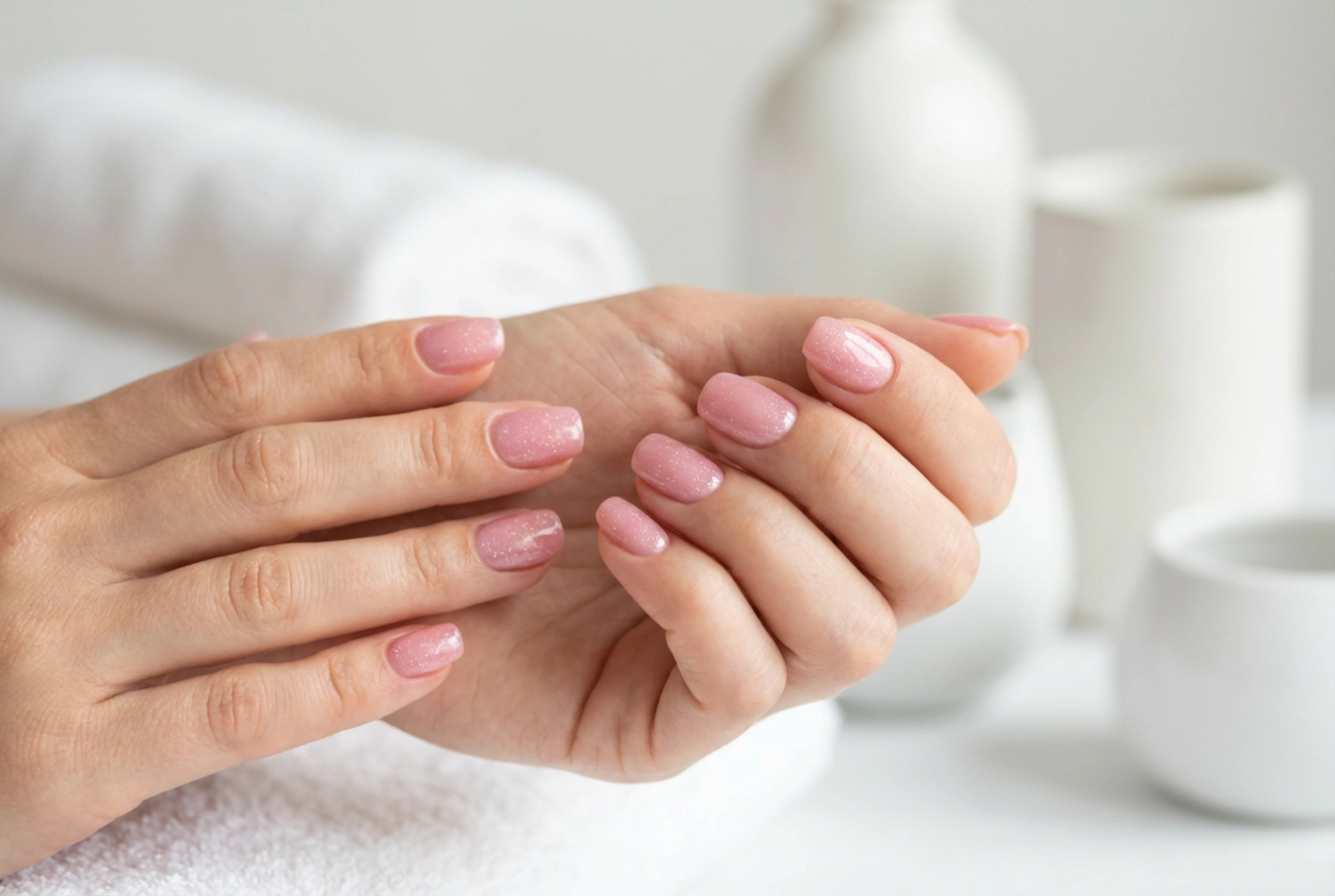 Unghie rosa con polvere effetto: come applicarla e proteggere la brillantezza