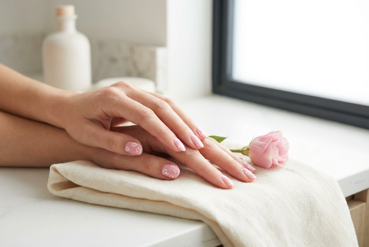 Fiori sulle unghie: unghie rosa con fiori passo dopo passo