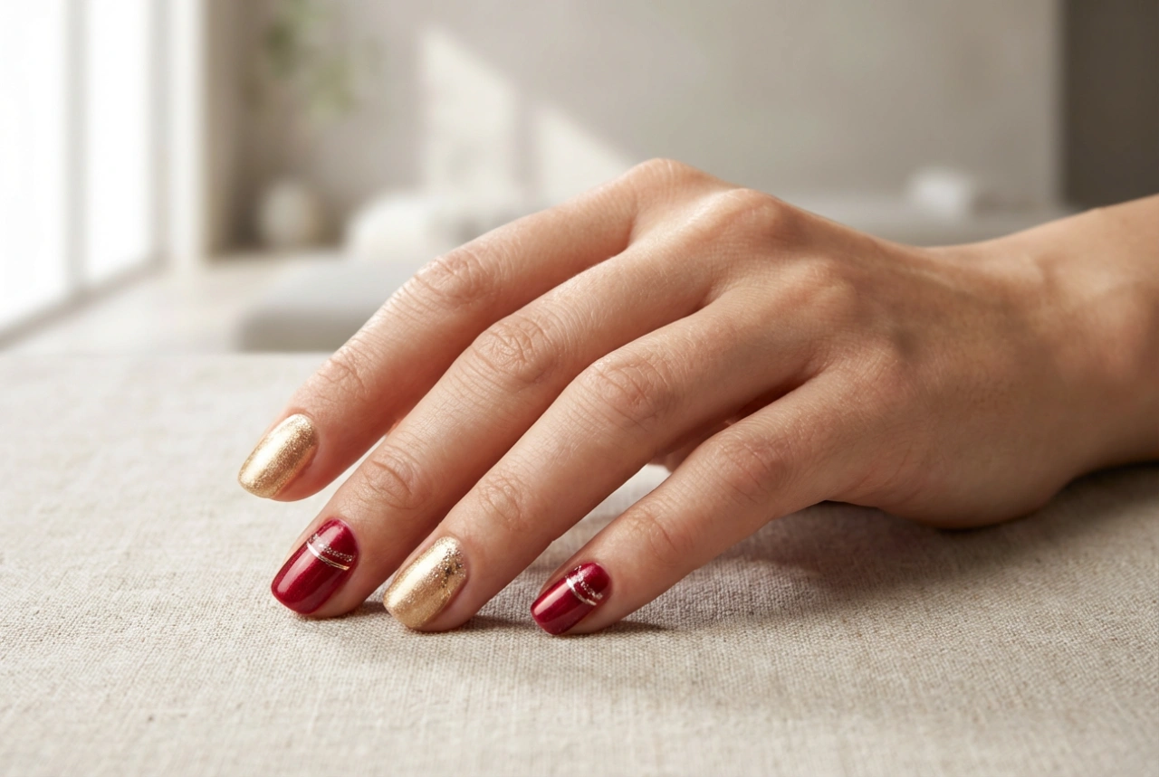 Unghie oro e rosse: come abbinare colori, decorazioni e finish