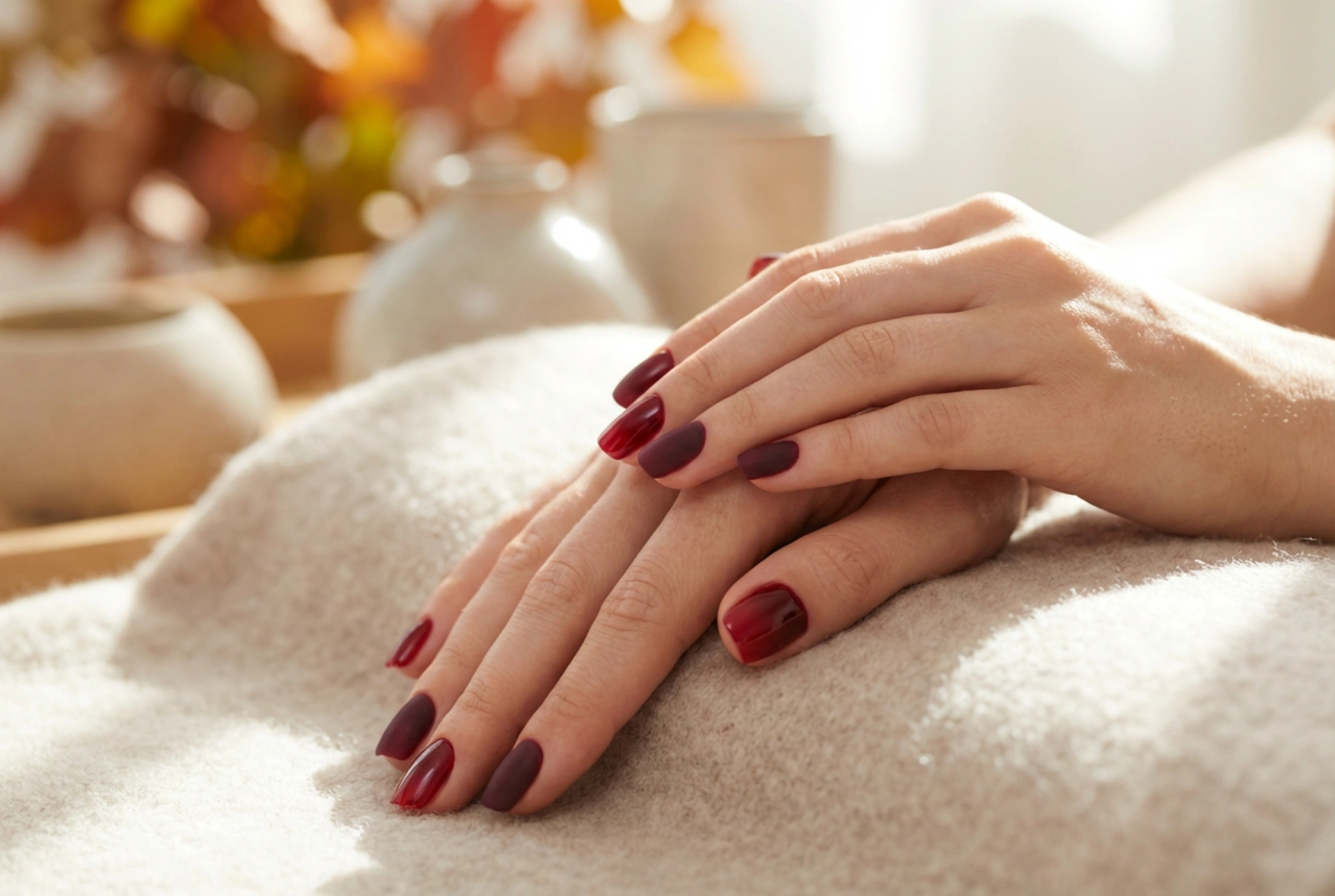 Unghie bordeaux ombre: abbinamenti autunnali e finiture opache/lucide