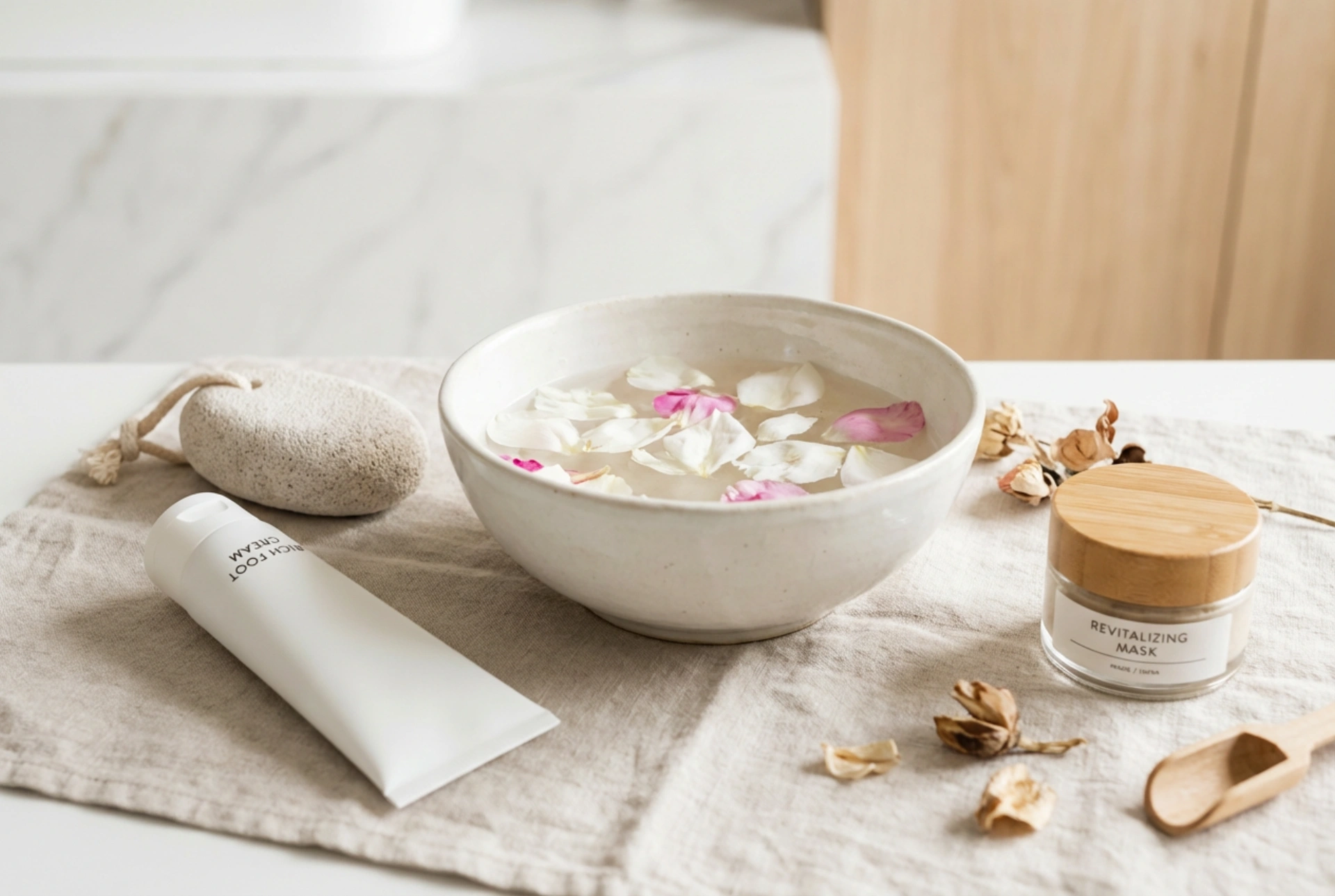Cura dei piedi a casa: pediluvi, esfoliazione, crema e maschera