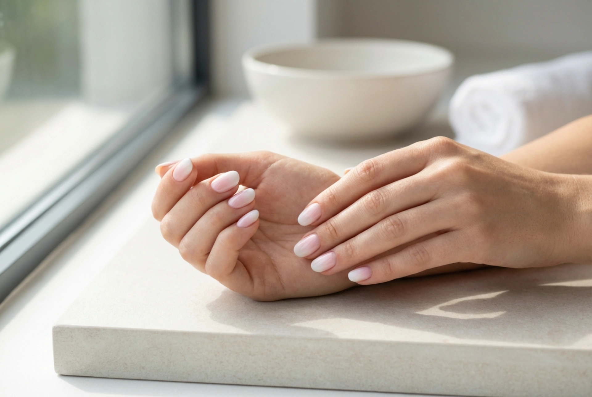 Come realizzare unghie sfumate bianco-rosa: spugnetta, sfumatura, top coat